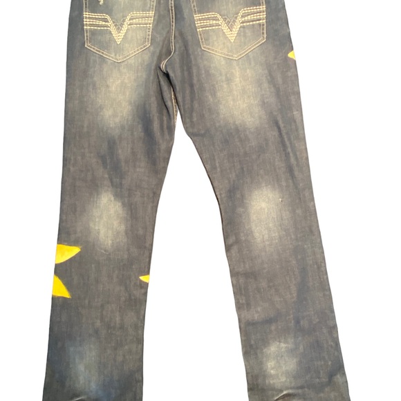 Size 32 Safari Denim Customized Distressed & Painted Jeans - Picture 13 of 15